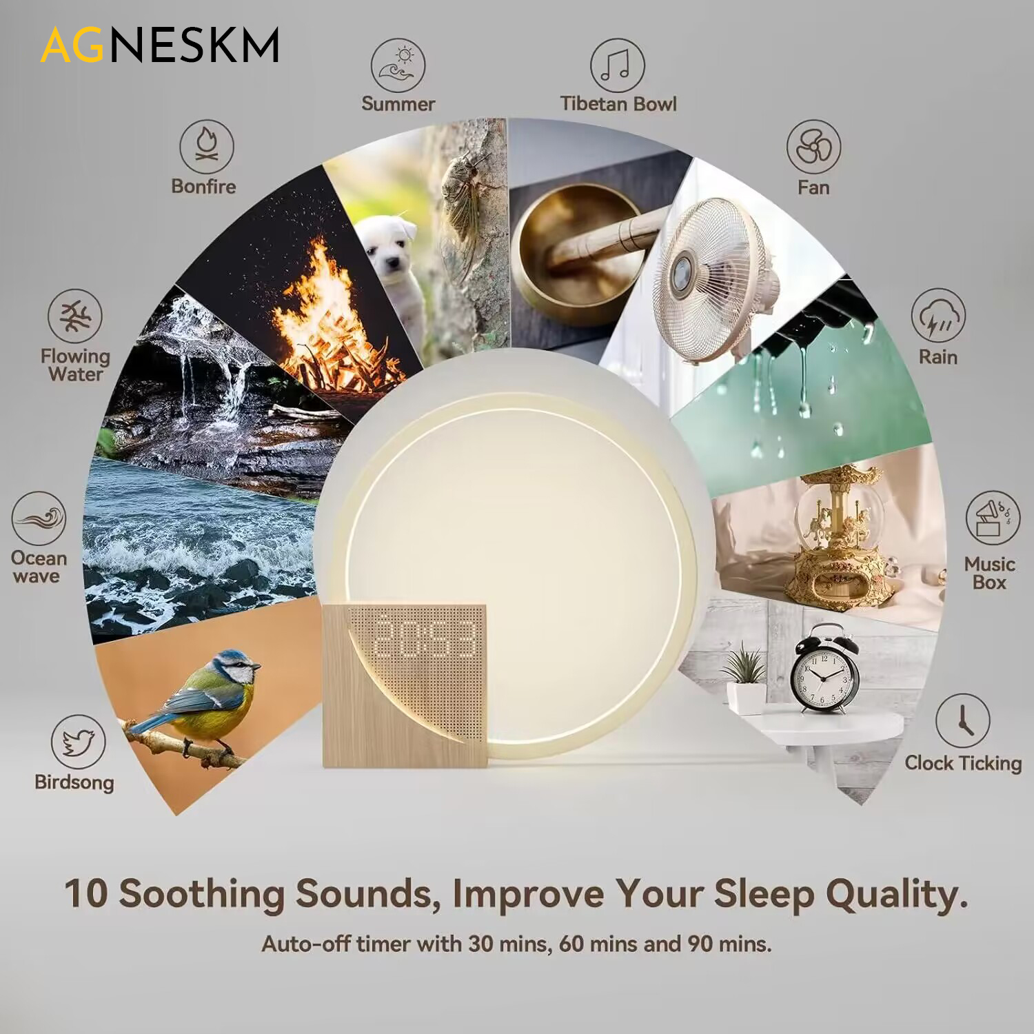 Agneskm Sunrise Alarm Clock for Heavy Sleepers Adults